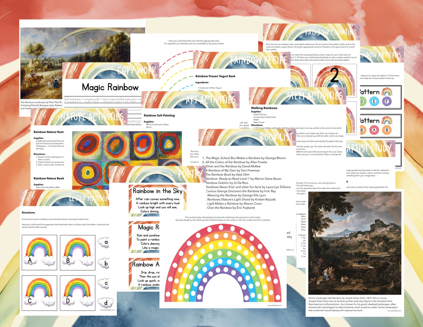 Rainbow Learning Unit for Preschoolers Instant Download