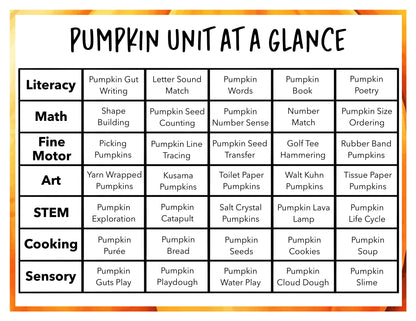Pumpkin Preschool Curriculum - Instant Download